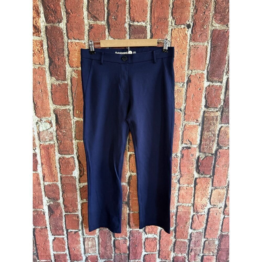 Betabrand Womens Blue Straight Leg Pull On Cropped Pants Stretch Fit Size MP